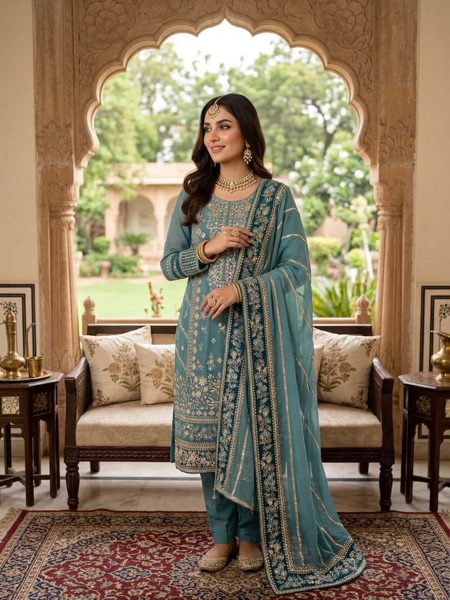 Faux Georgette Embroidery Suit