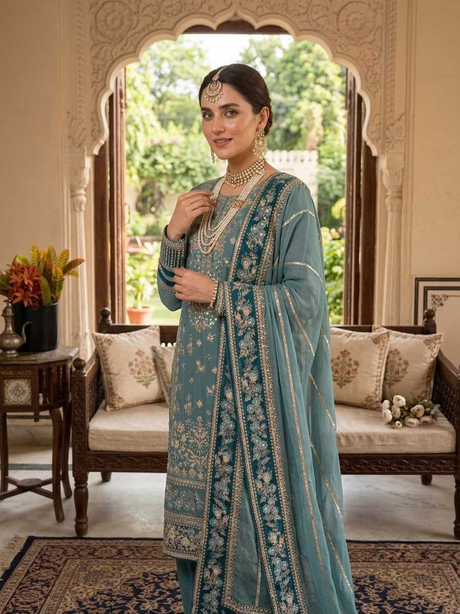 Faux Georgette Embroidery Suit