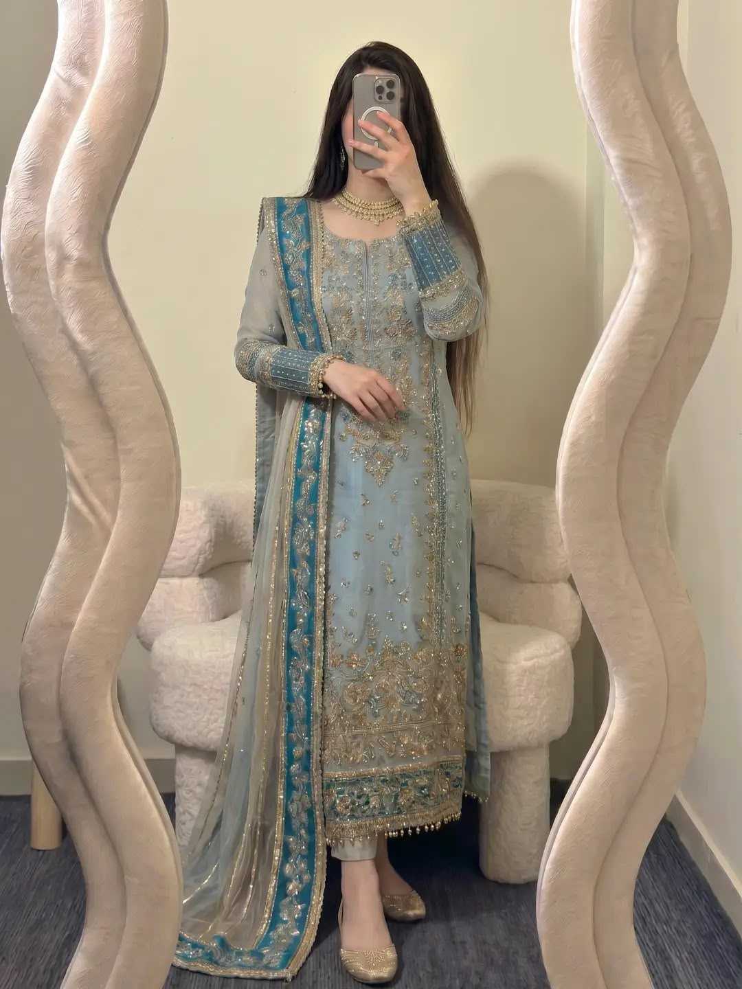 Faux Georgette Embroidery Suit