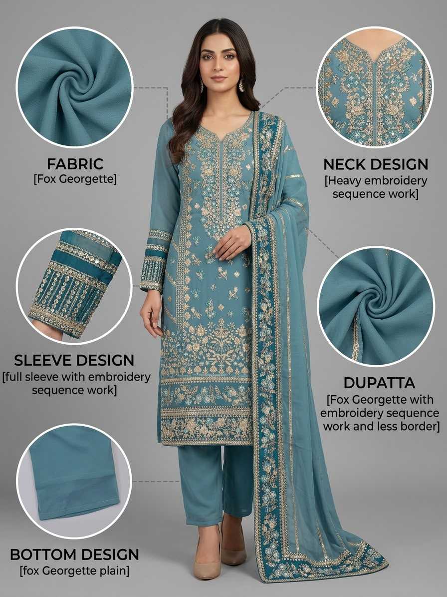 Faux Georgette Embroidery Suit