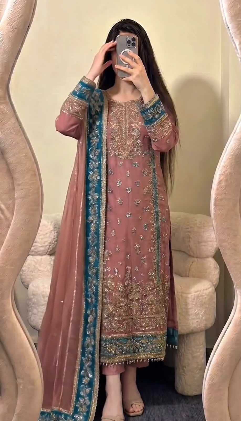 Faux Georgette Embroidery Suit