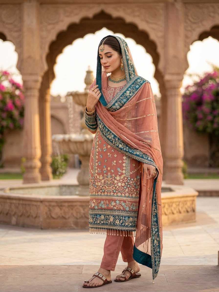 Faux Georgette Embroidery Suit
