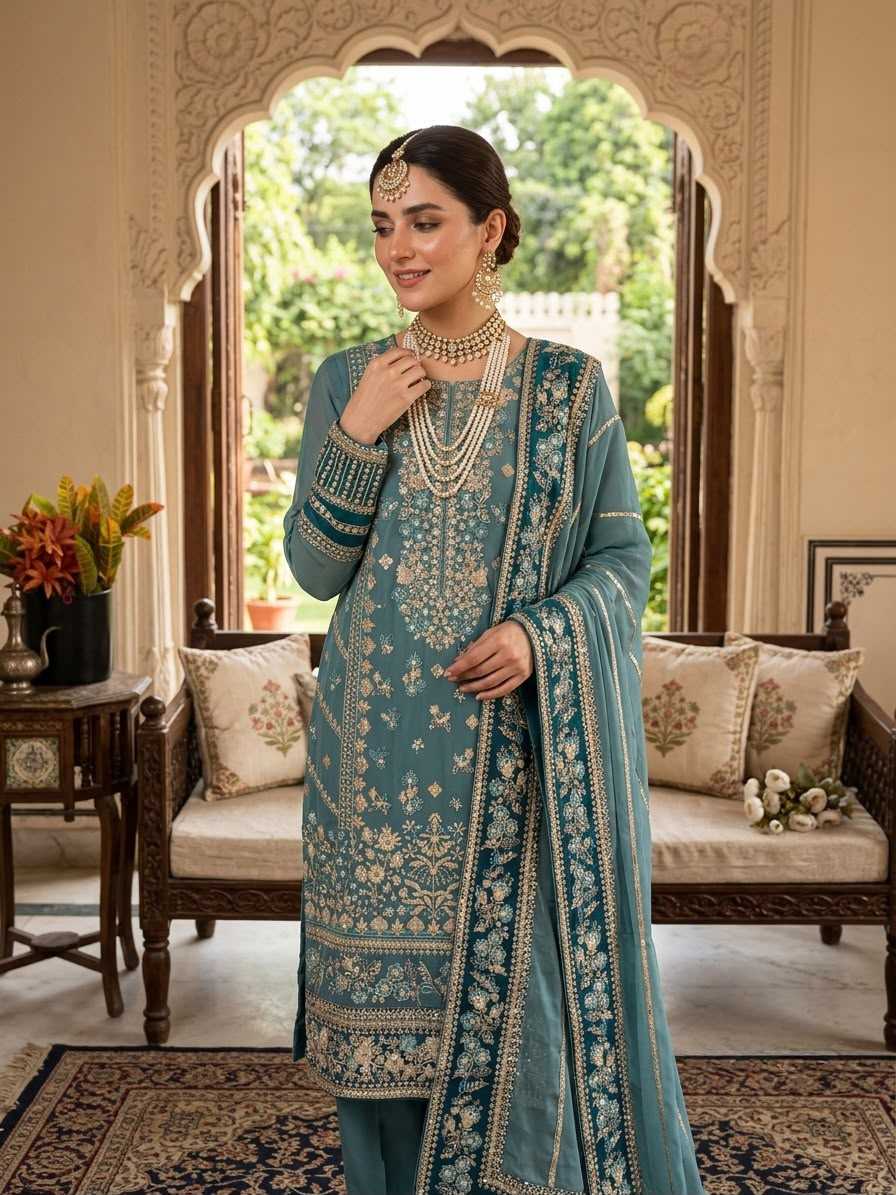 Faux Georgette Embroidery Suit