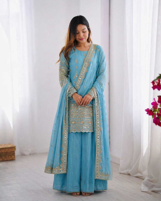 Vichitra Silk Sharara Salwar Suit