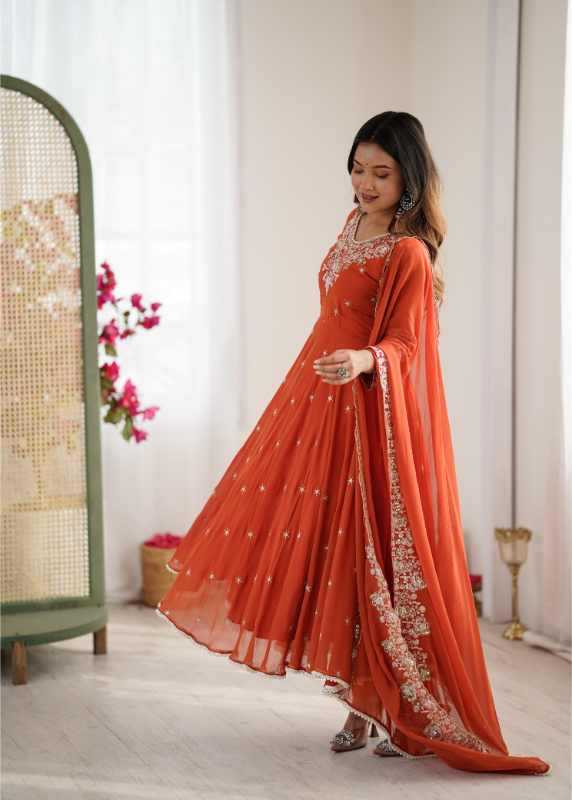 Faux Blooming Embroidery Gown