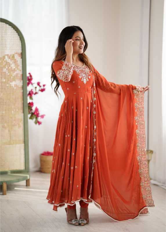 Faux Blooming Embroidery Gown