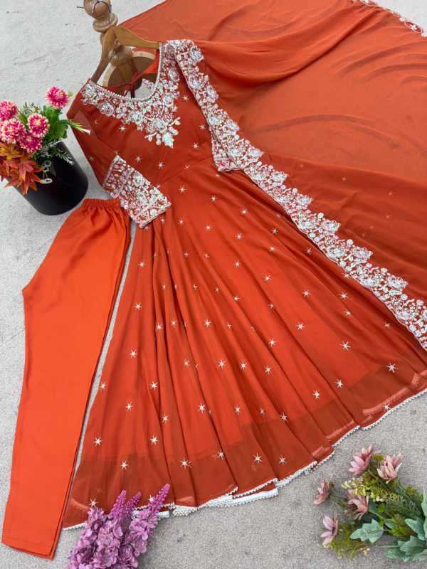 Faux Blooming Embroidery Gown