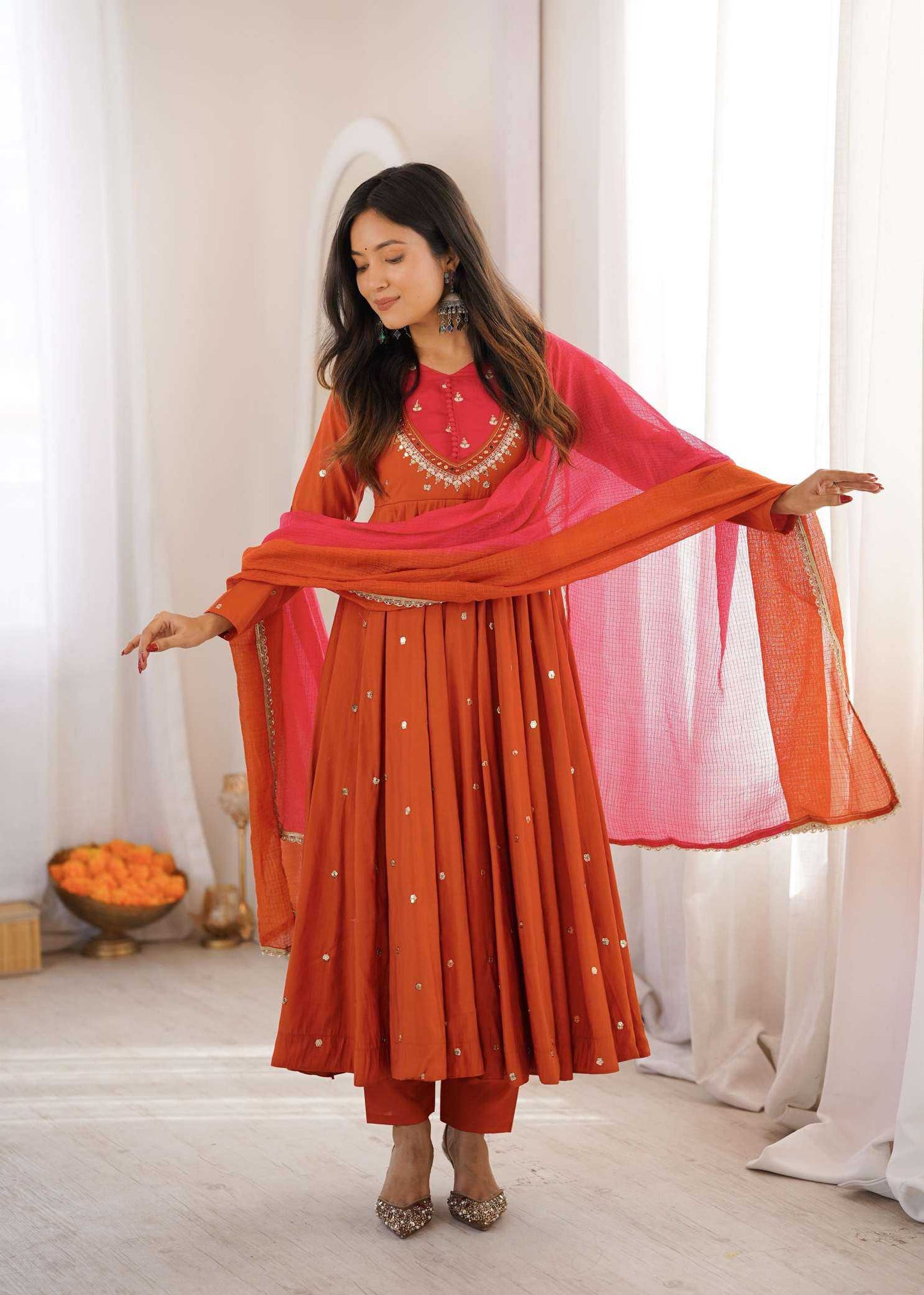 Heavy Roman Silk Embroidery Gown