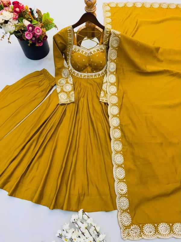 Heavy Roman Silk Embroidery Gown in Pink