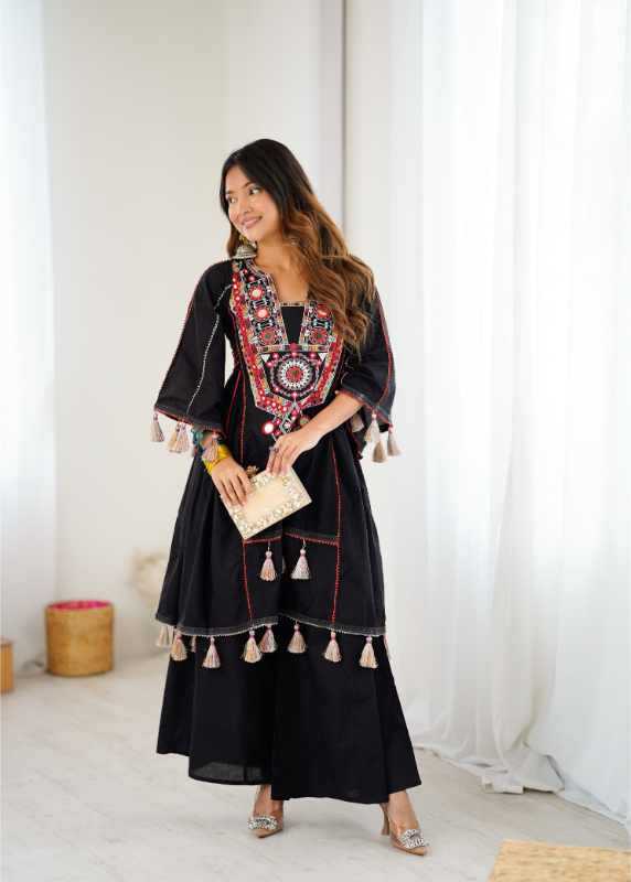 Cotton Embroidery Suit in Orange