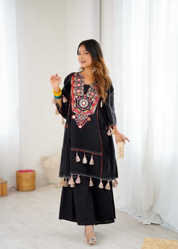 Cotton Embroidery Suit in Orange