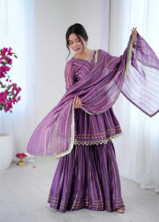 Chanderi Cotton Sharara Salwar Suit 5300