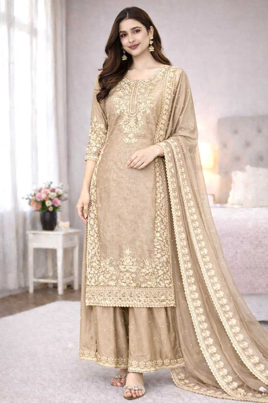 Cotton Embroidery Suit in Pink