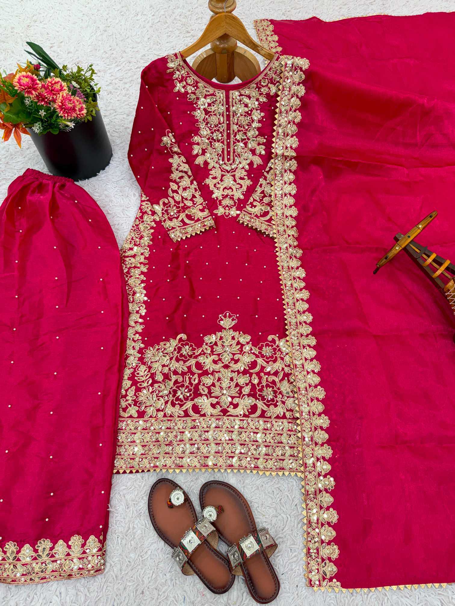 Pure Silk Embroidery Suit
