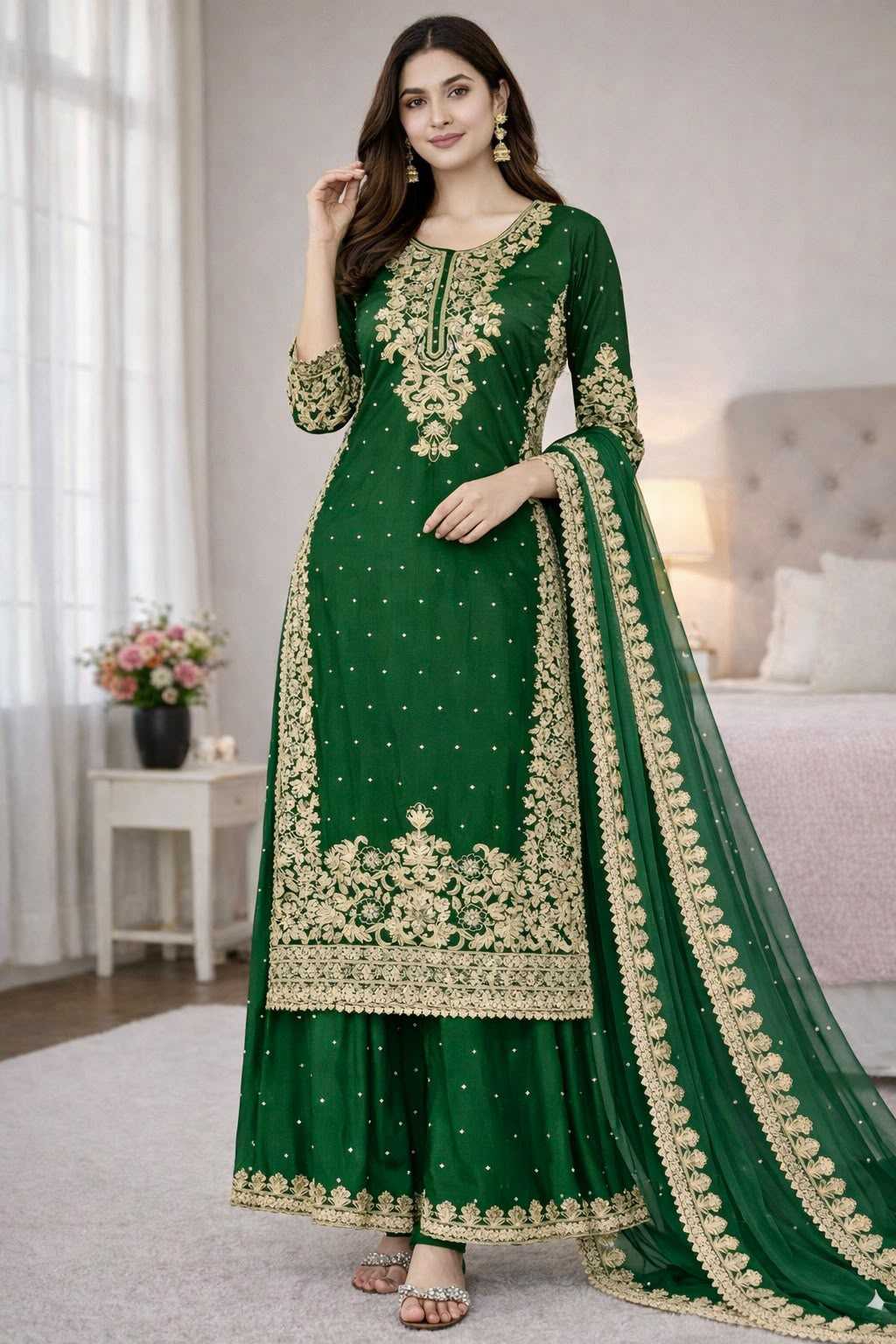 Pure Silk Embroidery Suit