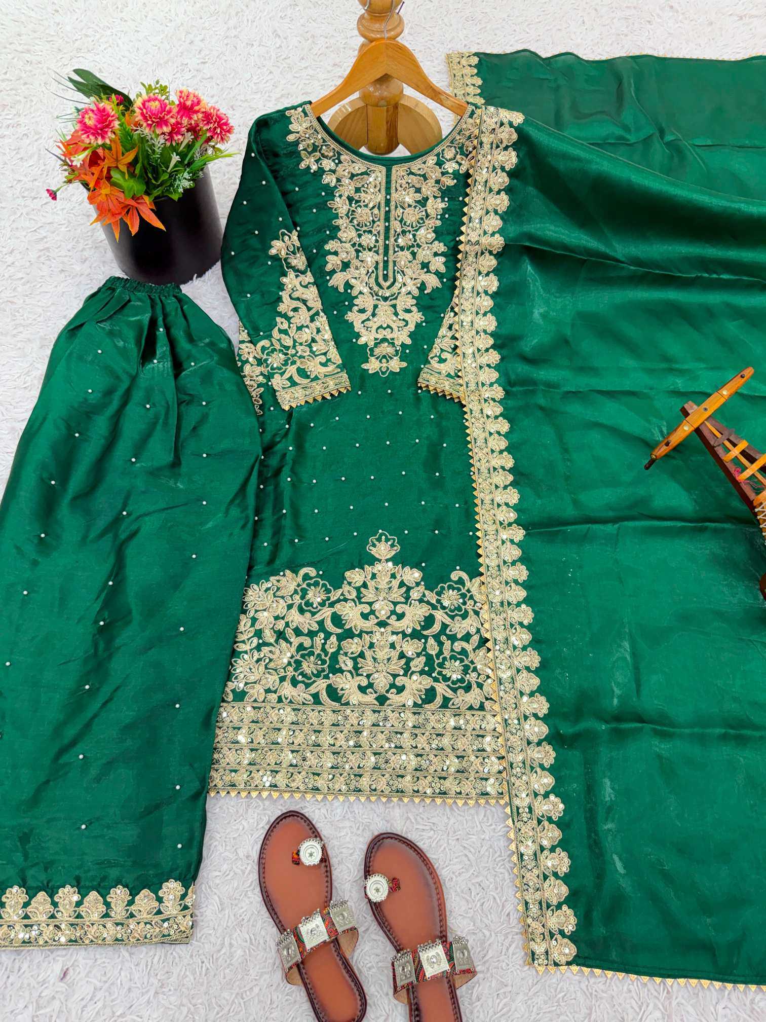 Pure Silk Embroidery Suit