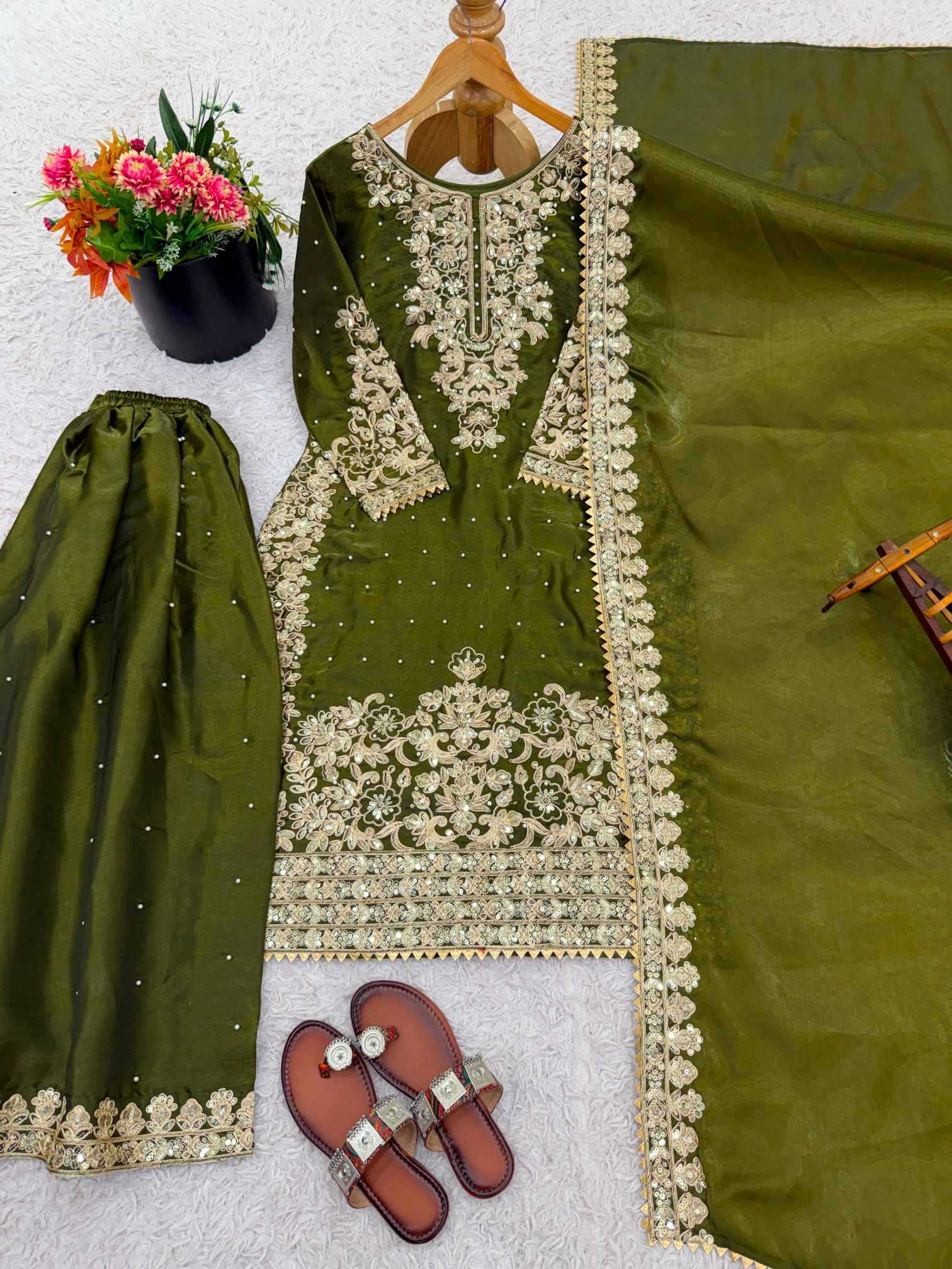 Pure Silk Embroidery Suit