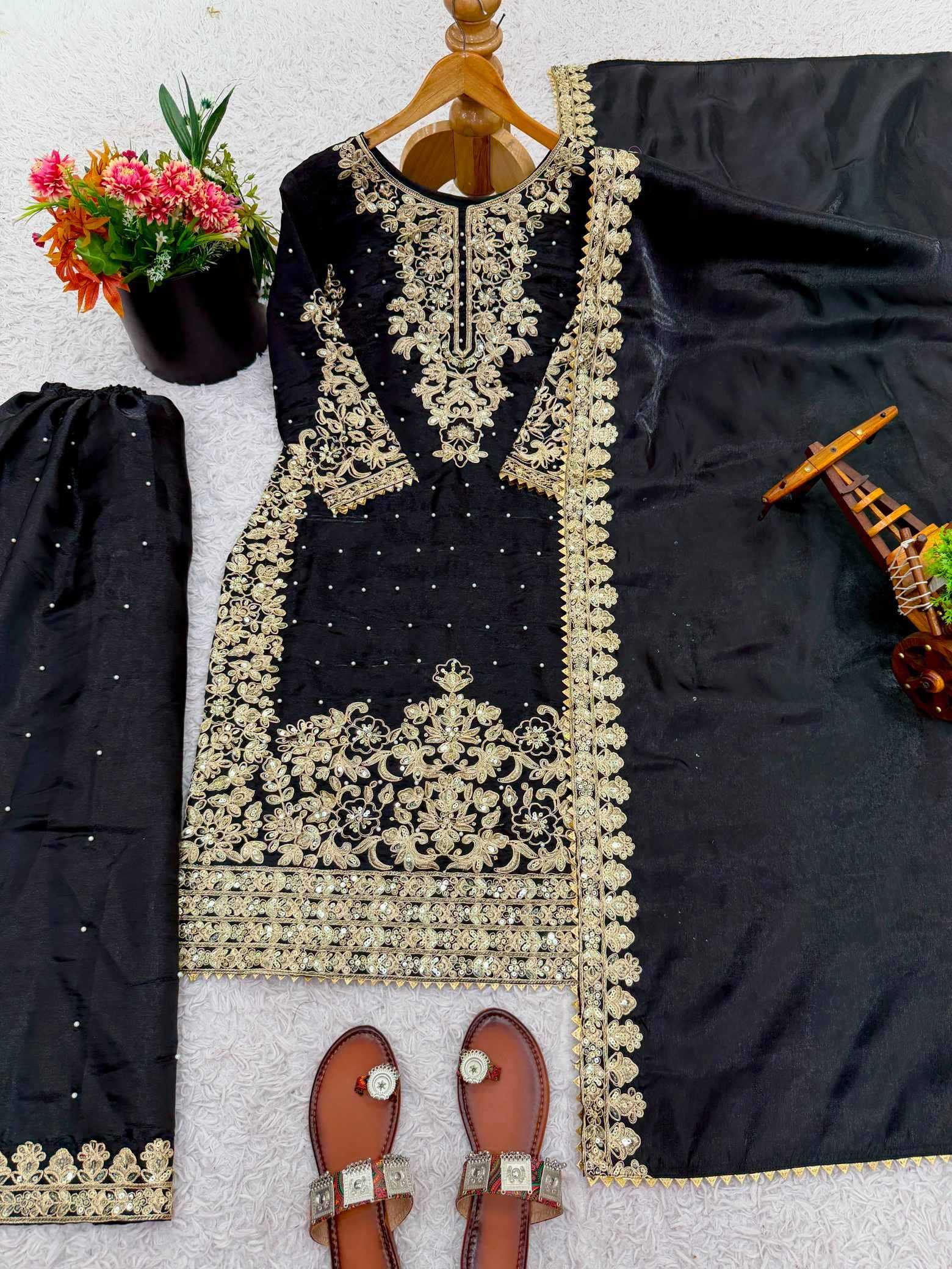 Pure Silk Embroidery Suit