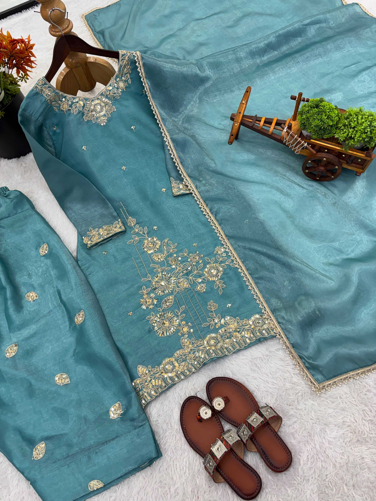 Soft Silk Embroidery Suit