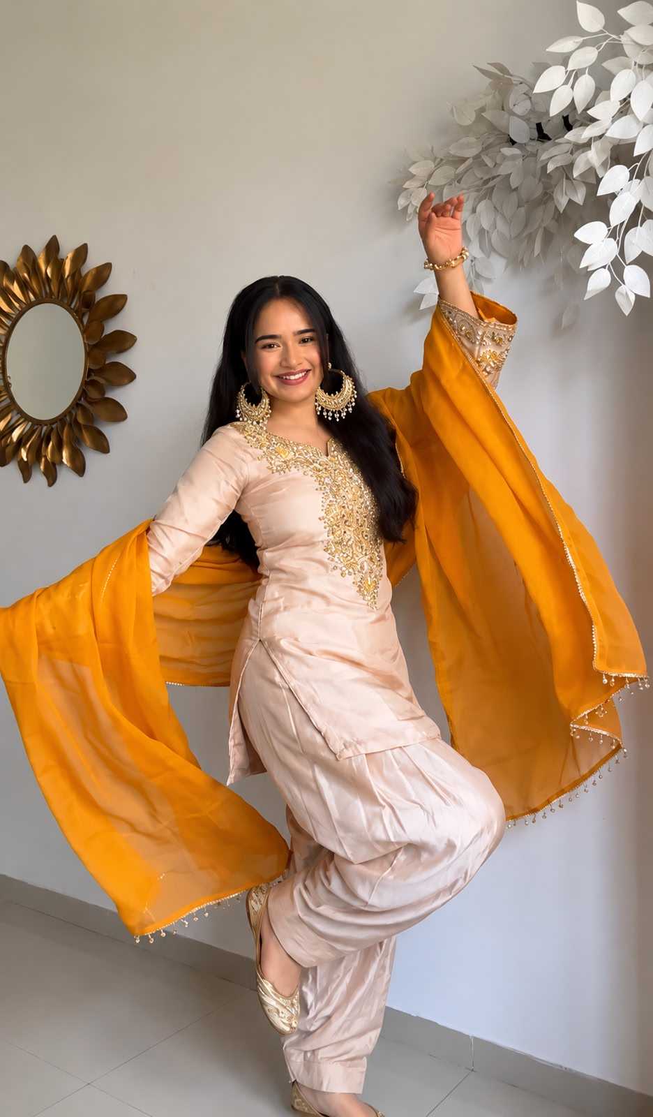 Satin Embroidery Suit