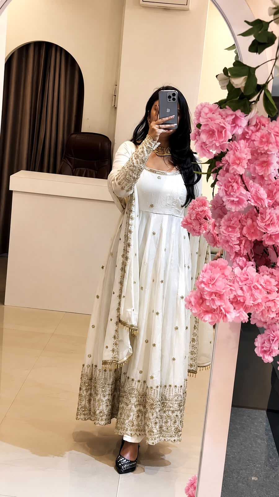 Crush Silk Embroidery Gown