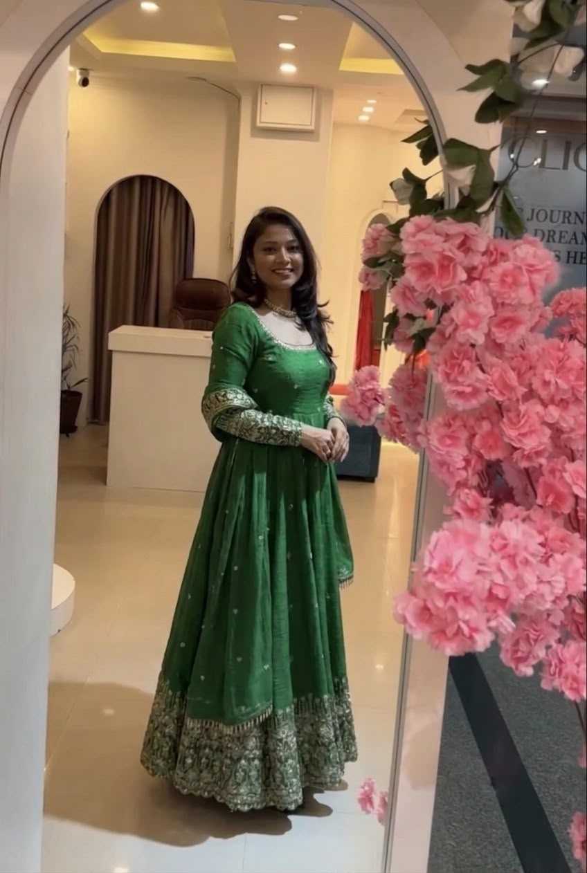 Crush Silk Embroidery Gown