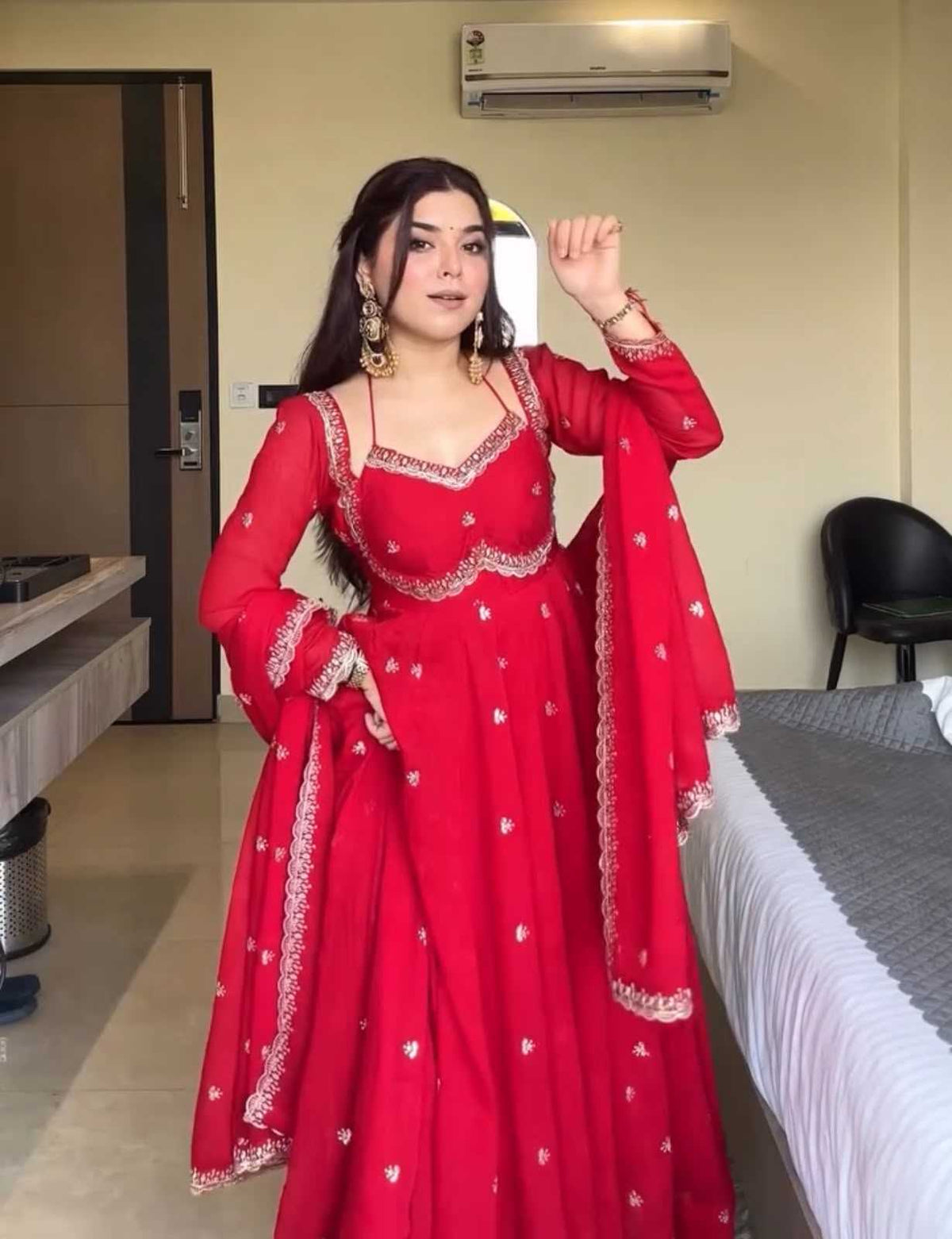 Faux Georgette Embroidery Gown