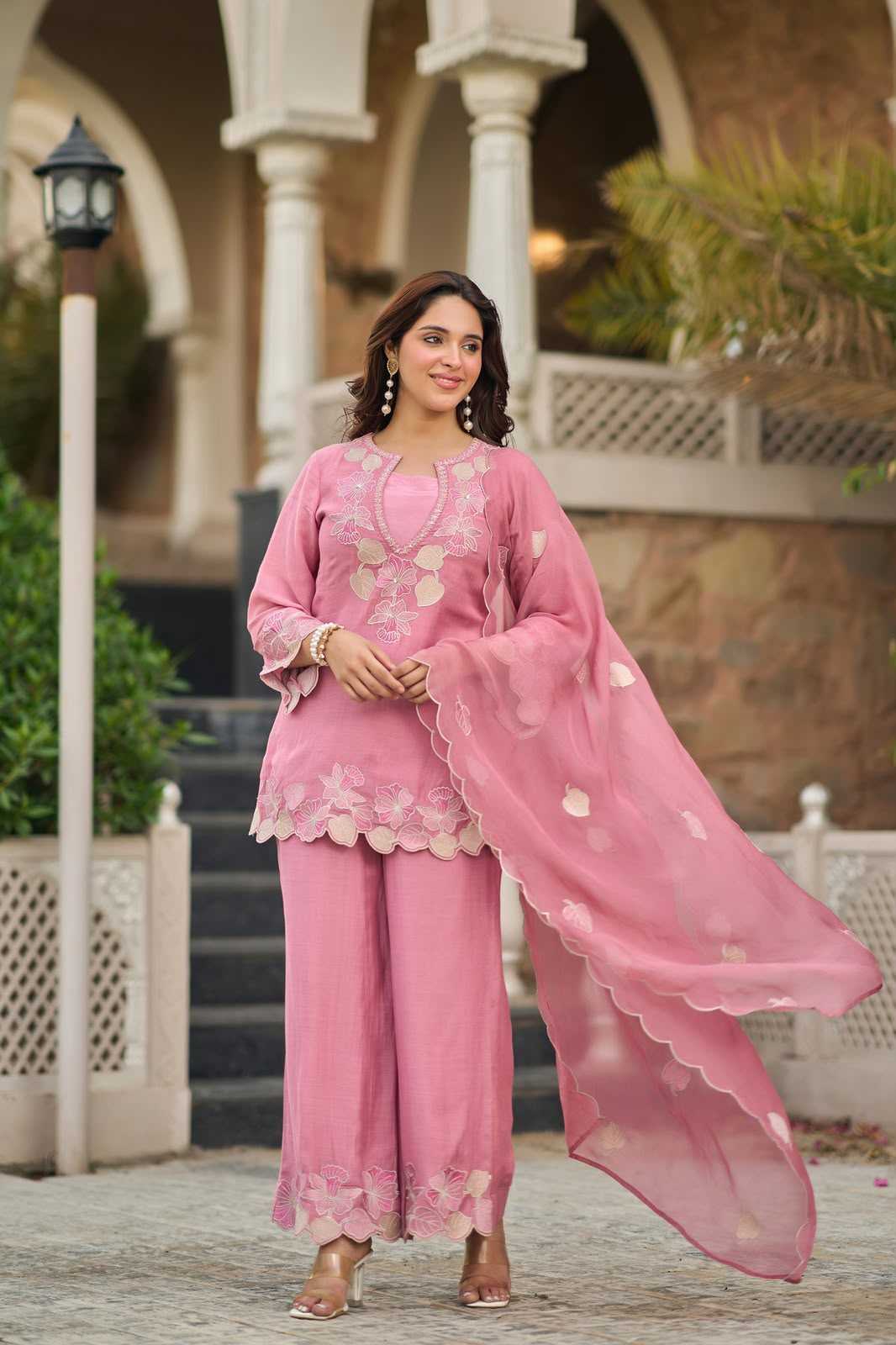 Satin Embroidery Suit