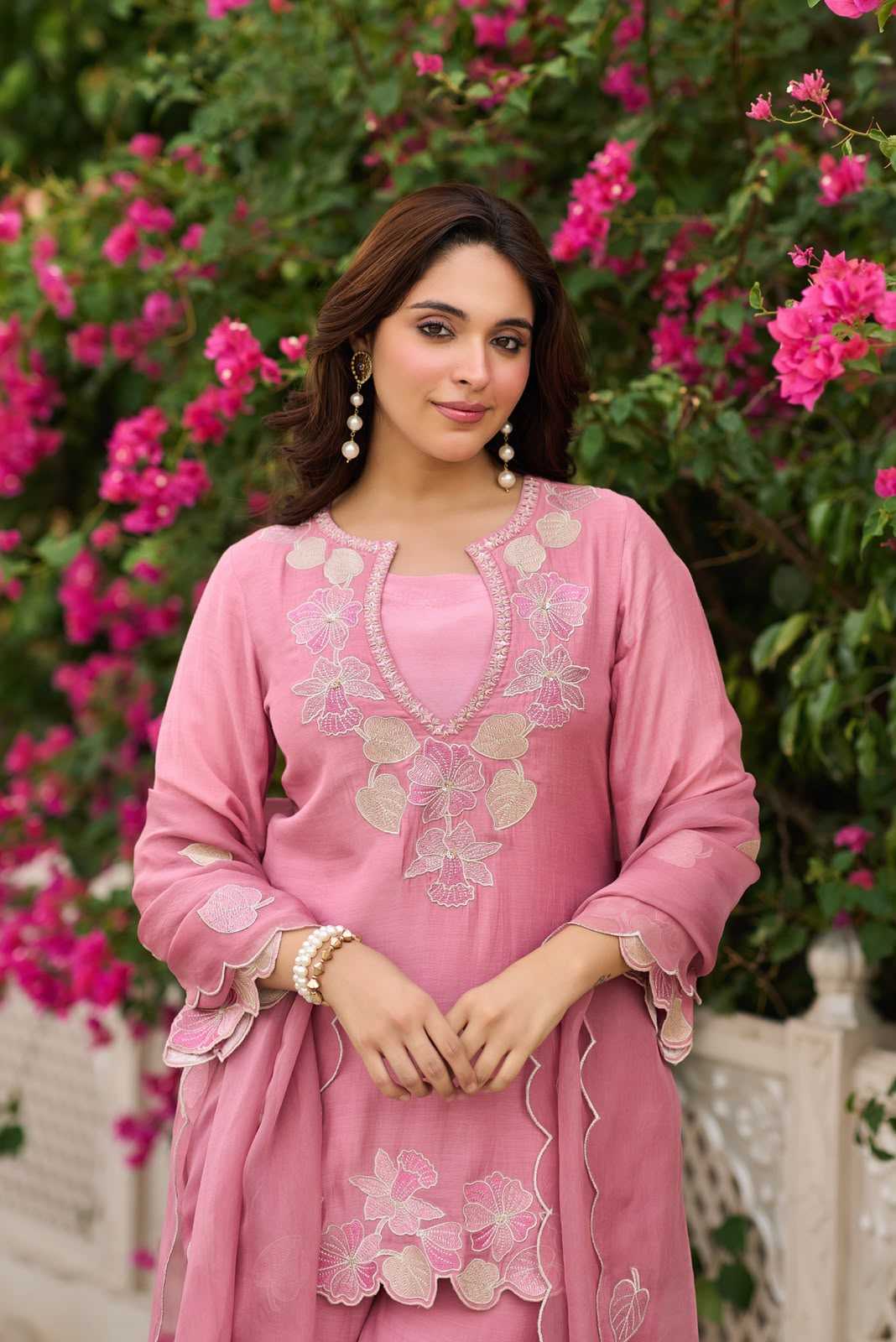 Satin Embroidery Suit
