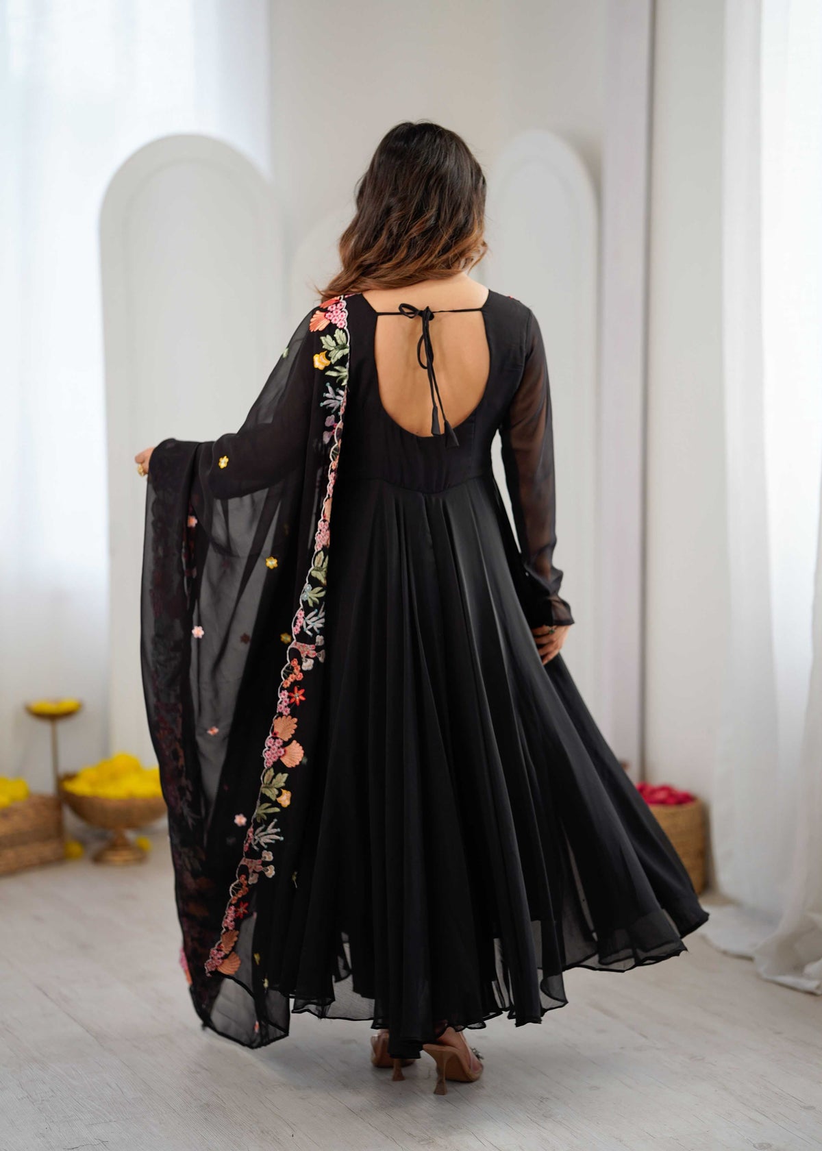 Faux Georgette Embroidery Gown