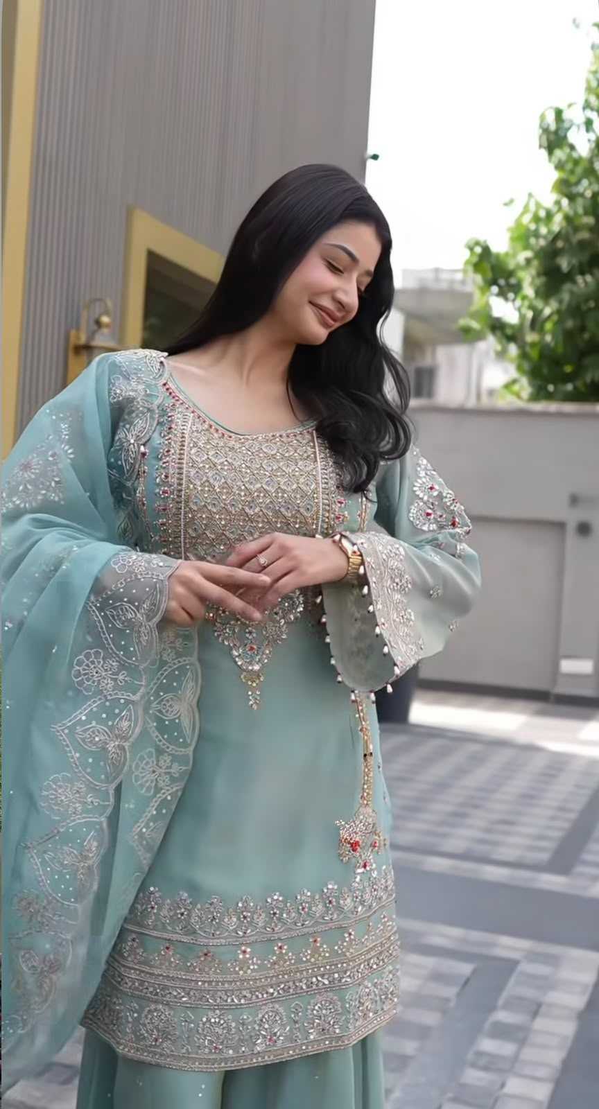 Faux Georgette Embroidery Suit