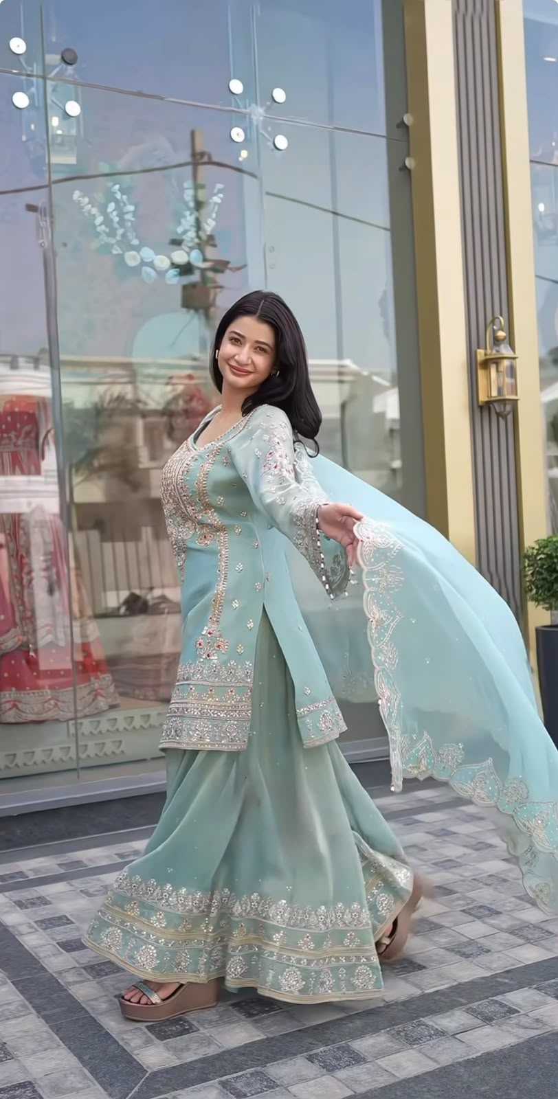 Faux Georgette Embroidery Suit