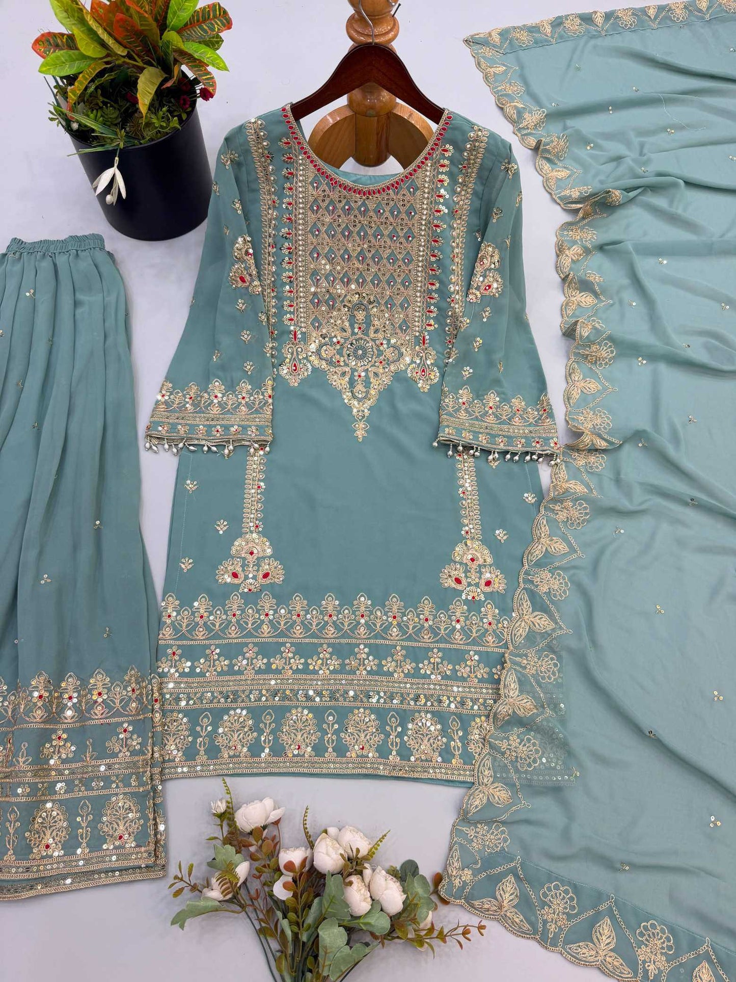 Faux Georgette Embroidery Suit