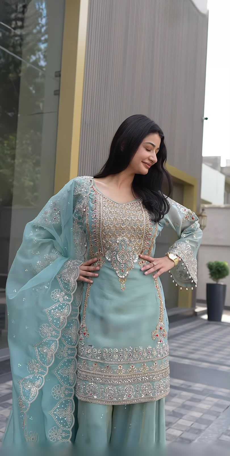 Faux Georgette Sharara Salwar Suit