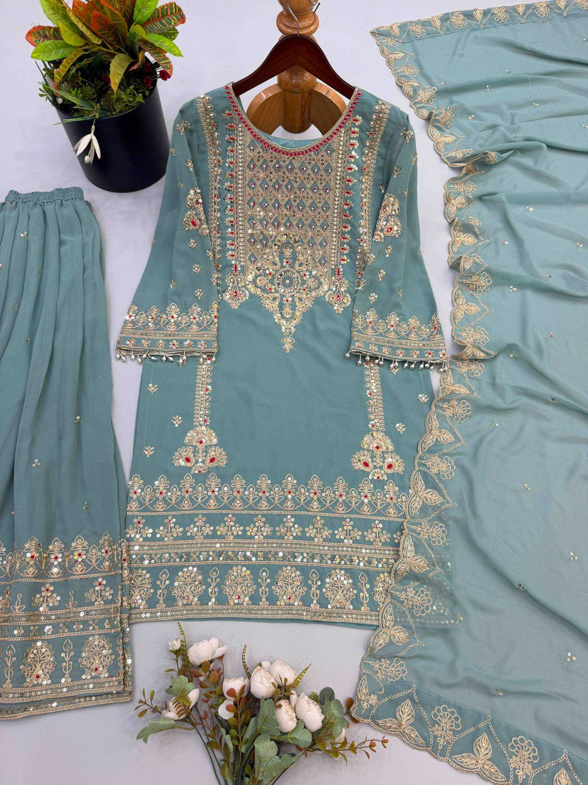 Faux Georgette Sharara Salwar Suit