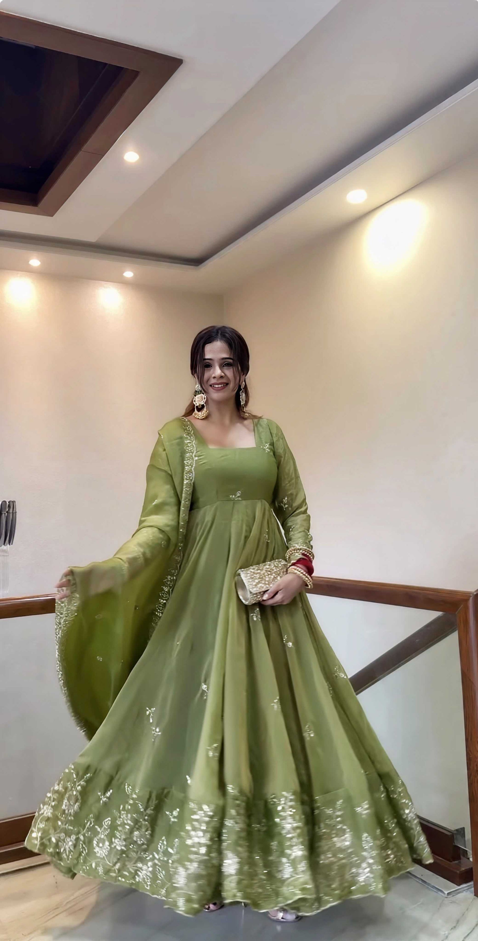 Pure Silk Embroidery Gown