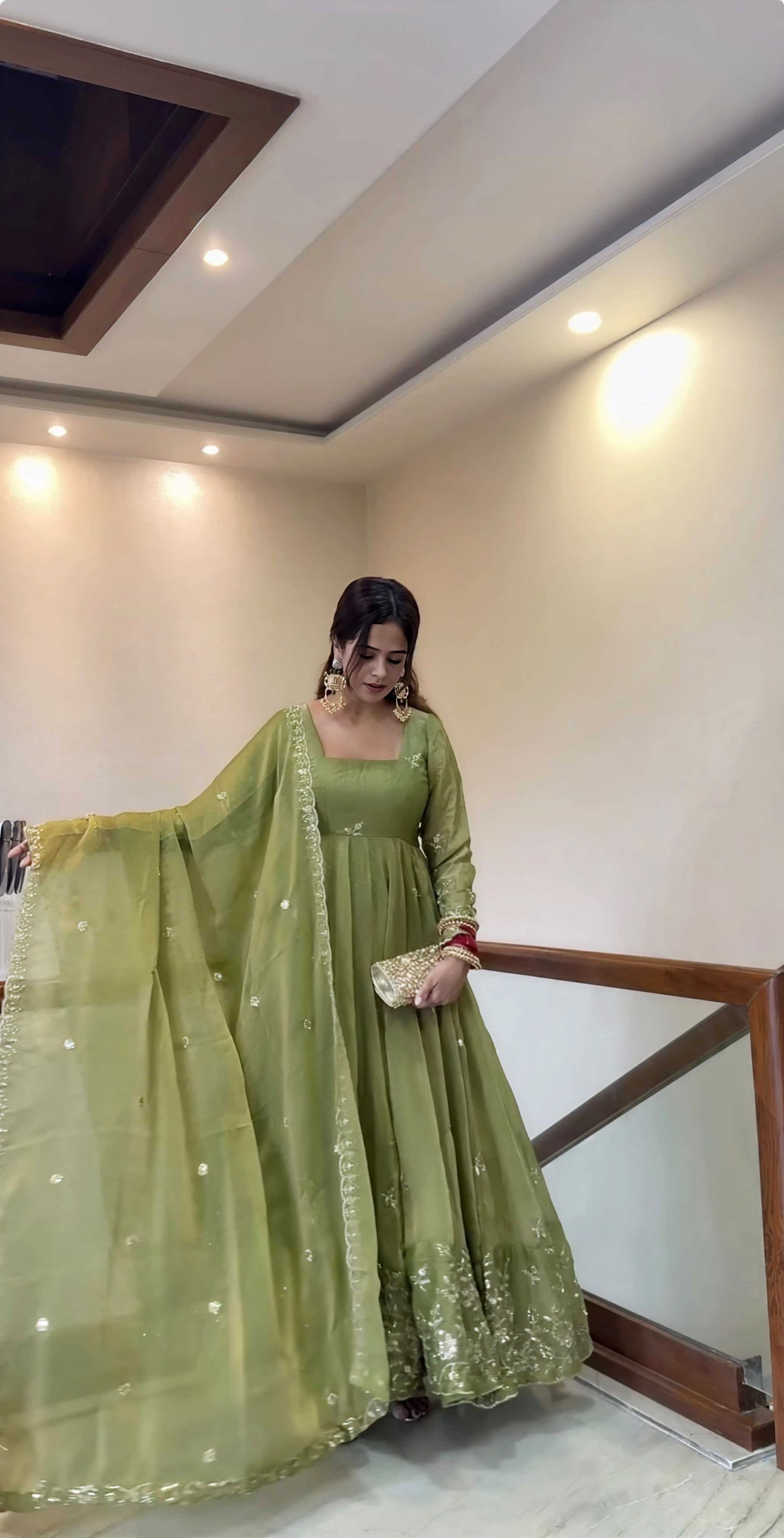 Pure Silk Embroidery Gown