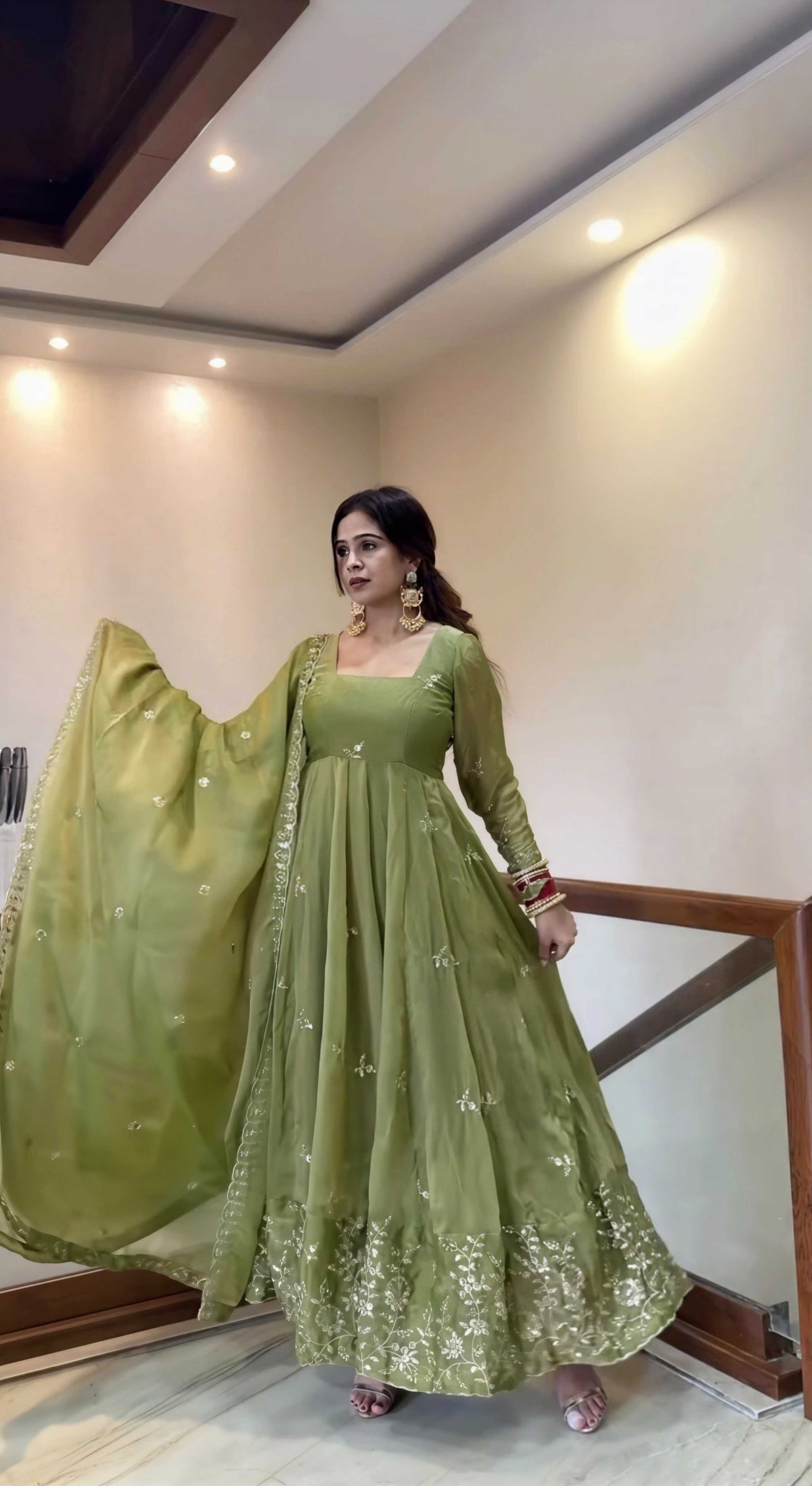 Pure Silk Embroidery Gown