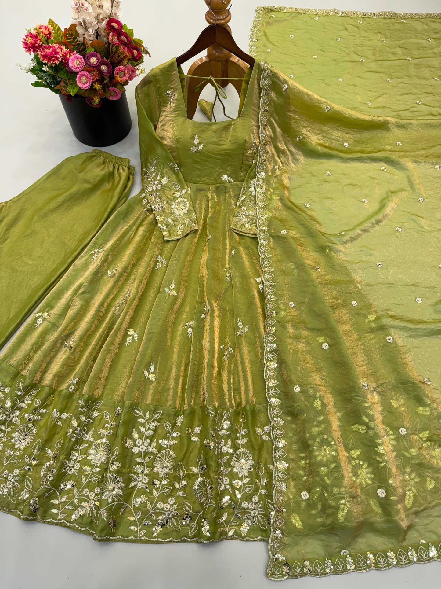 Pure Silk Embroidery Gown
