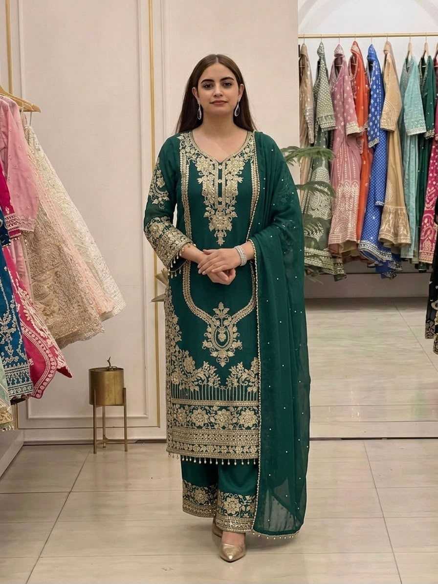 Faux Georgette Embroidery Suit
