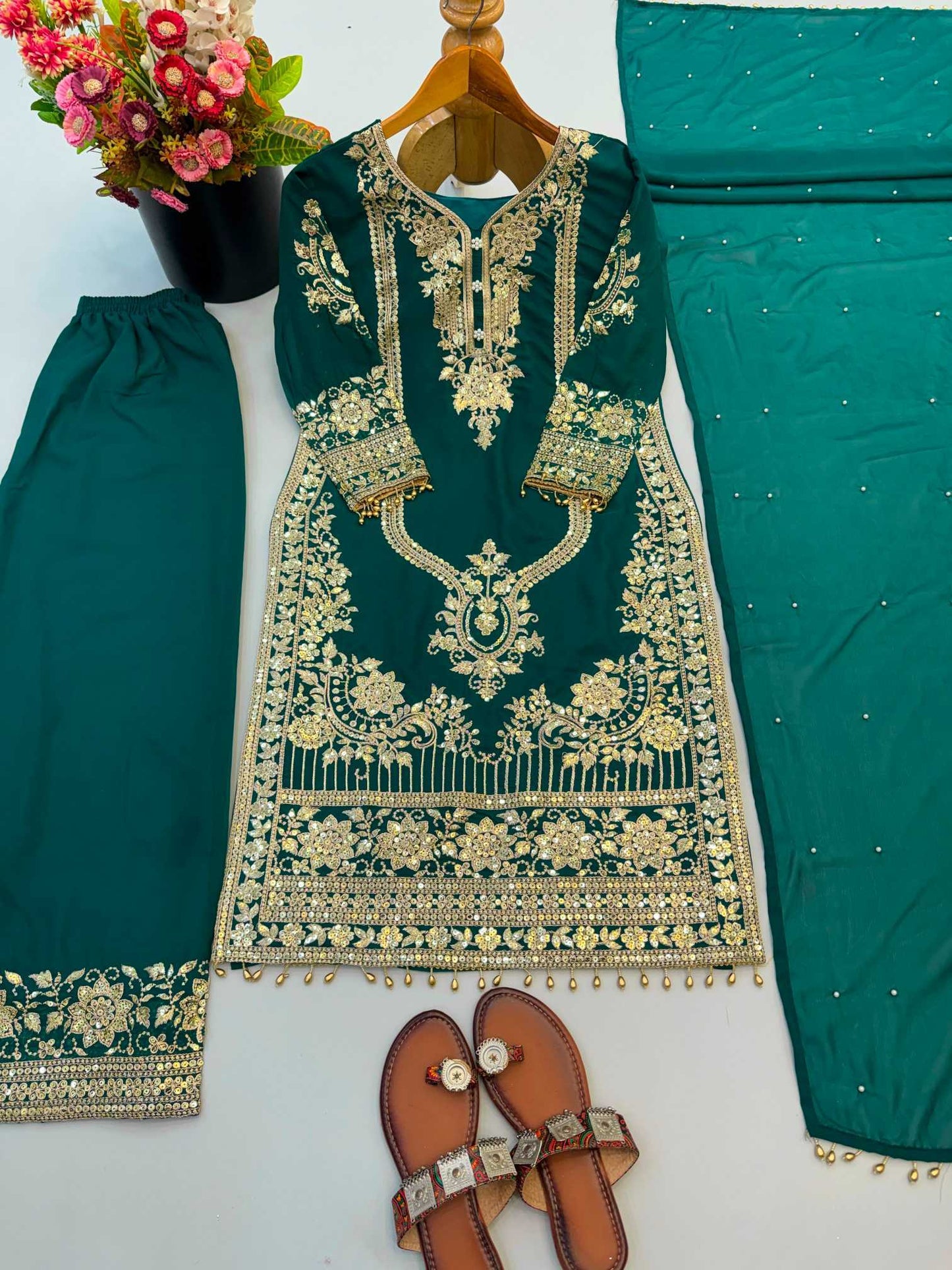 Faux Georgette Embroidery Suit