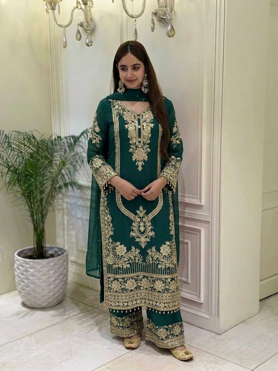 Faux Georgette Embroidery Suit 910
