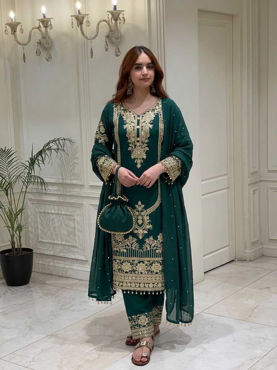 Faux Georgette Embroidery Suit