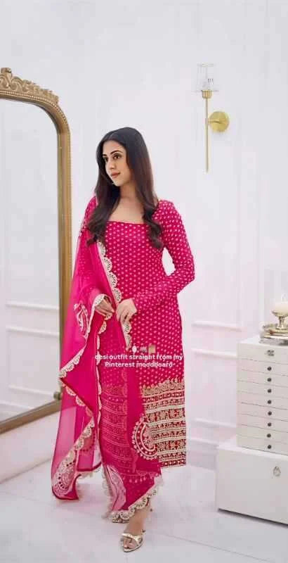 Faux Georgette Embroidery Suit 912
