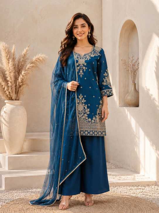 Heavy Roman Silk Embroidery Suit