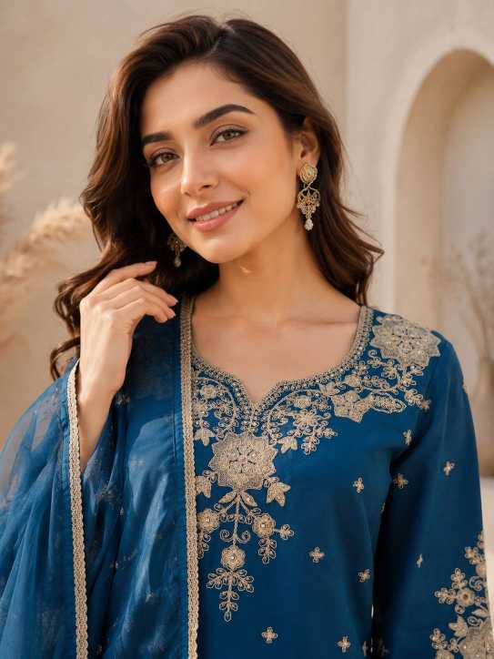 Heavy Roman Silk Embroidery Suit