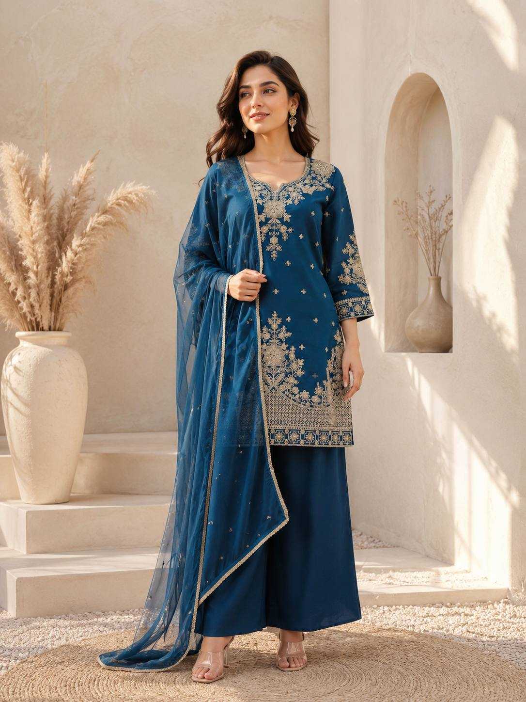 Heavy Roman Silk Embroidery Suit