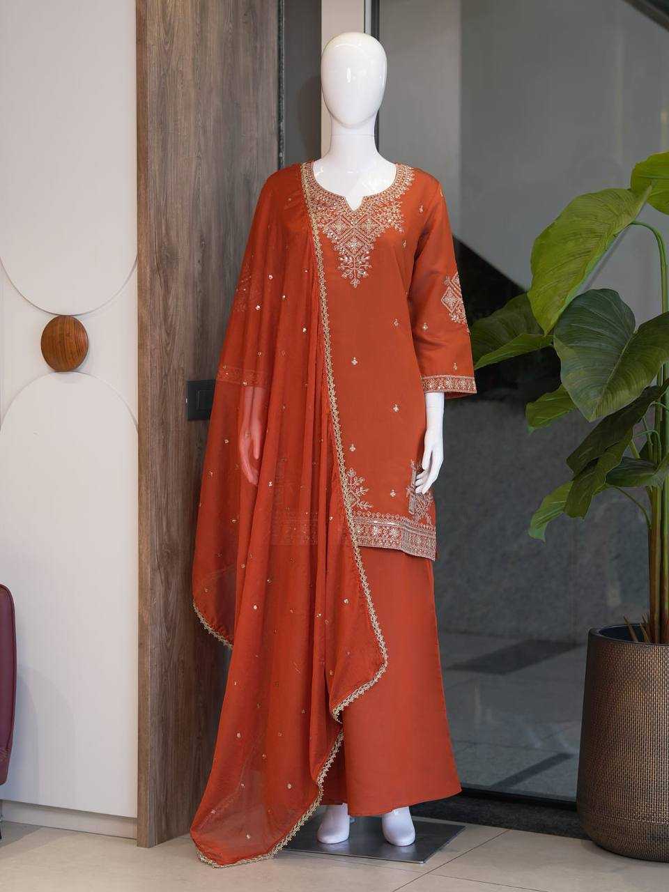 Heavy Roman Silk Embroidery Suit