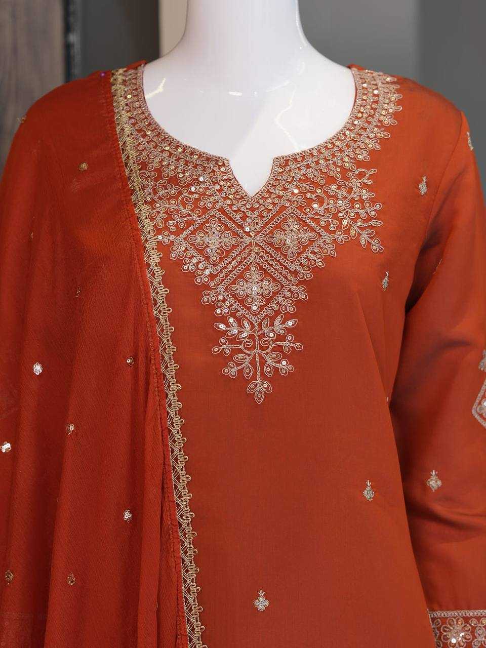 Heavy Roman Silk Embroidery Suit