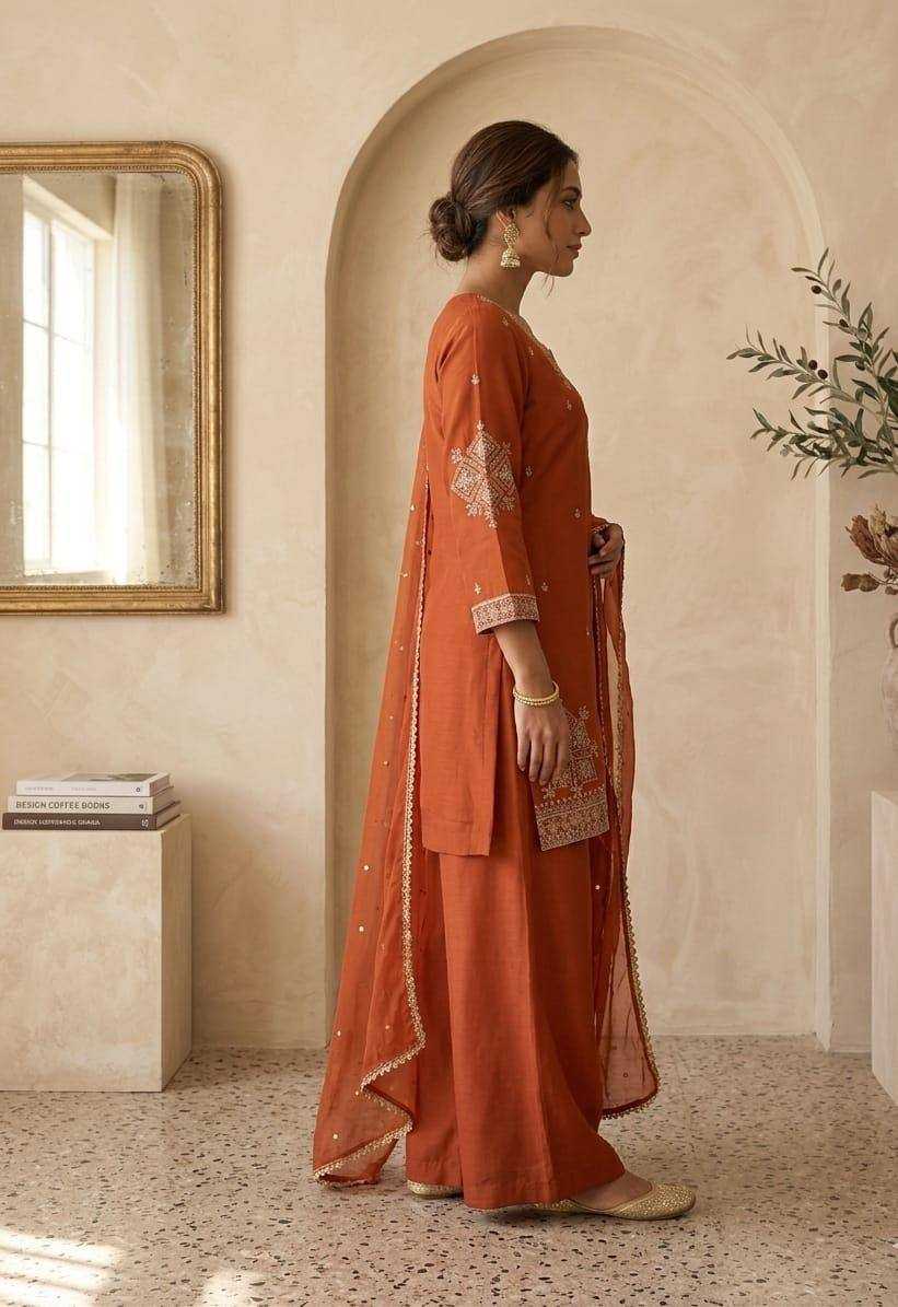 Heavy Roman Silk Embroidery Suit